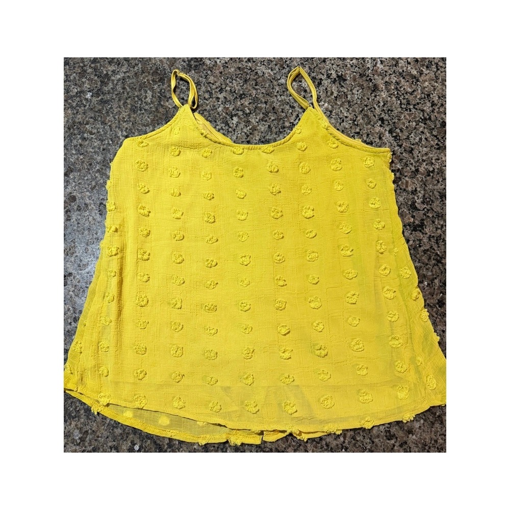 Unbranded Yellow Swiss Dot‎ Button Down Cami Tank Top Women Medium